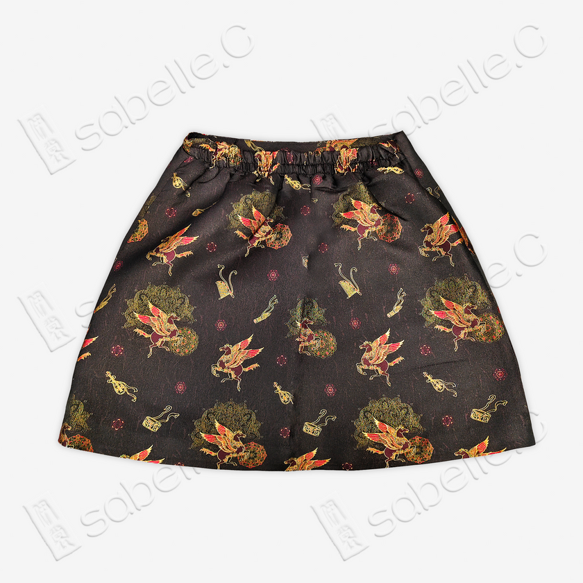 Song Brocade High-Waist Mini Skirt (Elastic Waist)