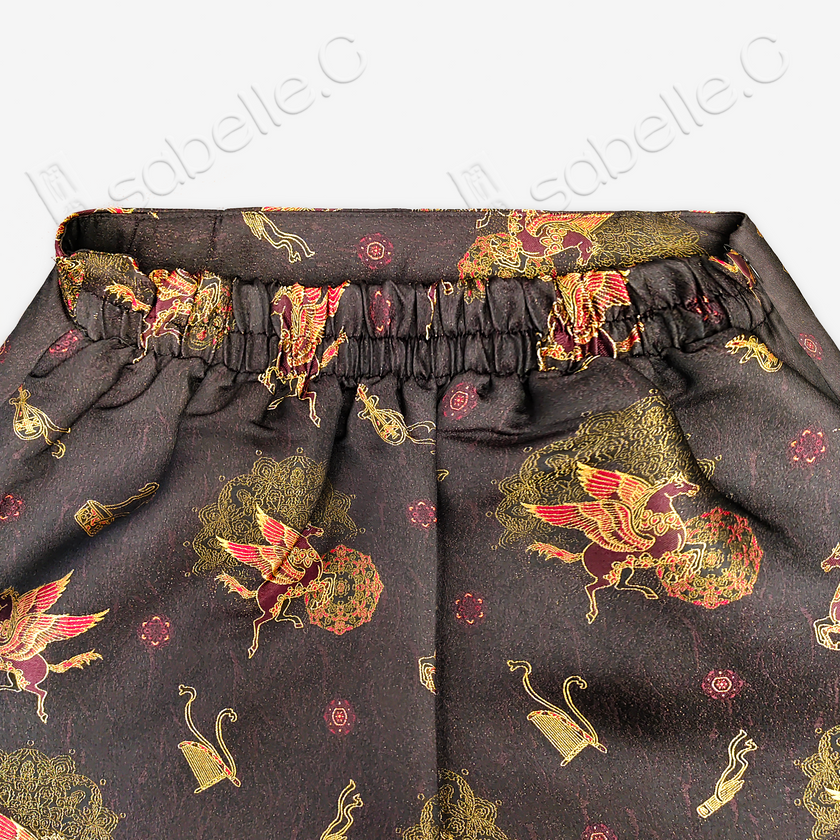 Song Brocade High-Waist Mini Skirt (Elastic Waist)