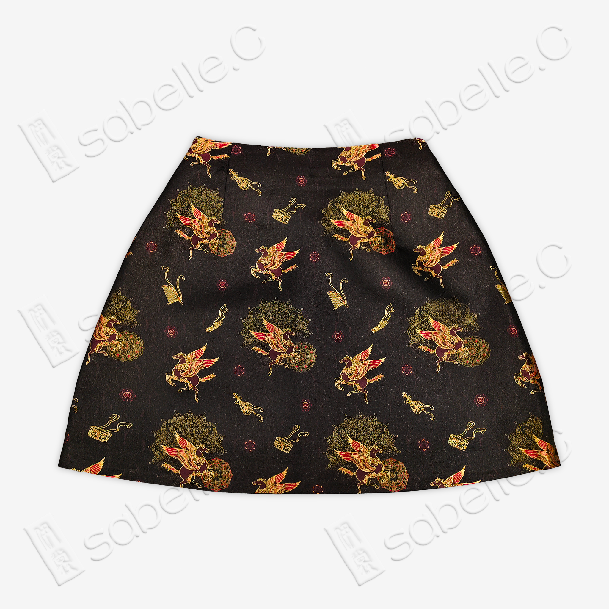 Song Brocade High-Waist Mini Skirt (Elastic Waist)