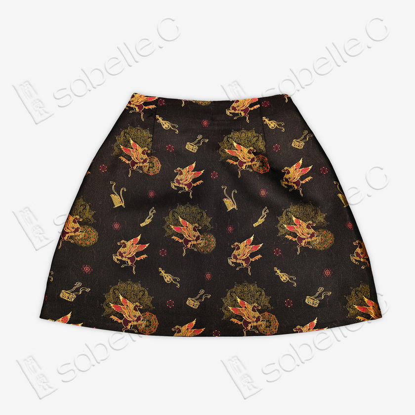 Song Brocade High-Waist Mini Skirt (Elastic Waist)