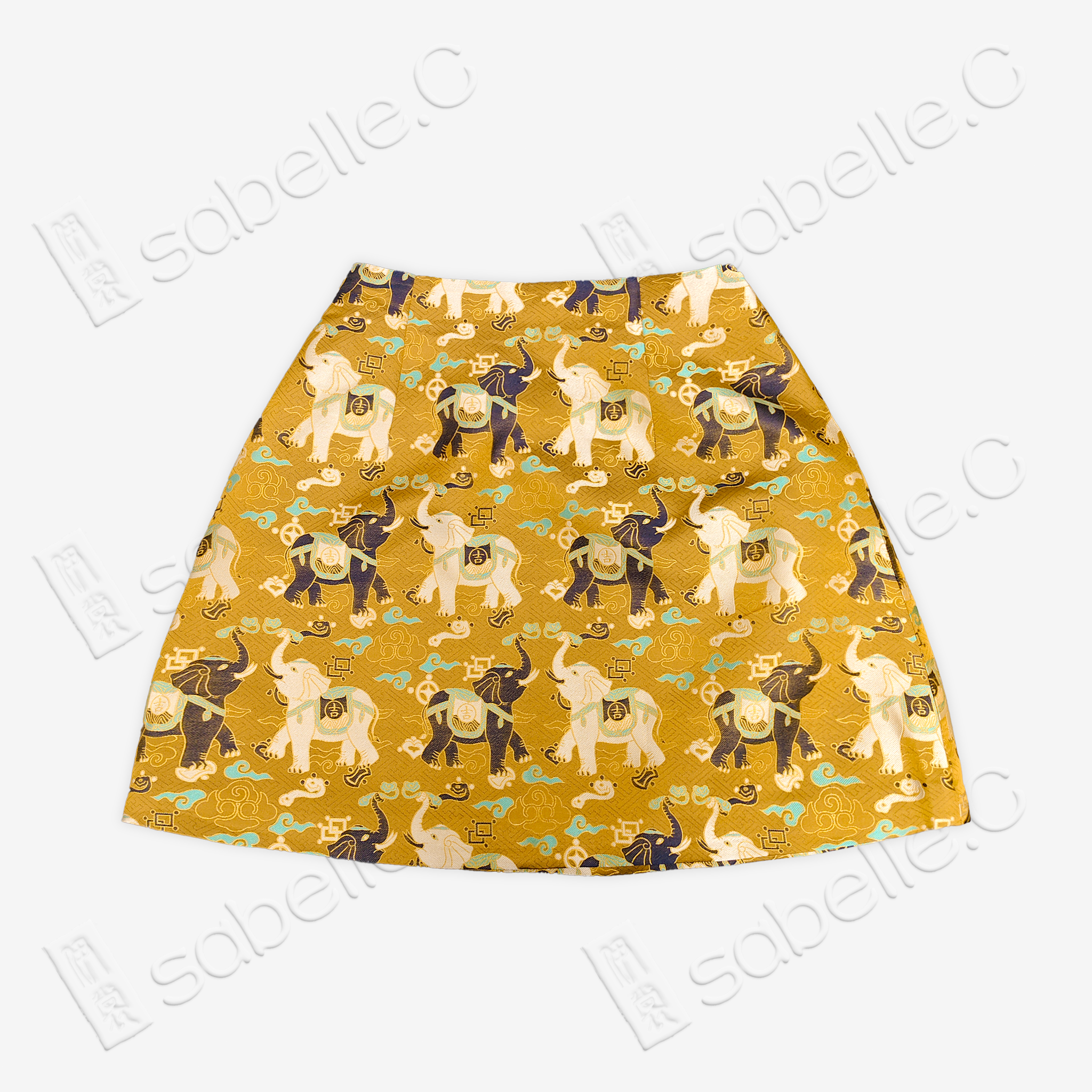 Song Brocade High-Waist Mini Skirt (Elastic Waist)