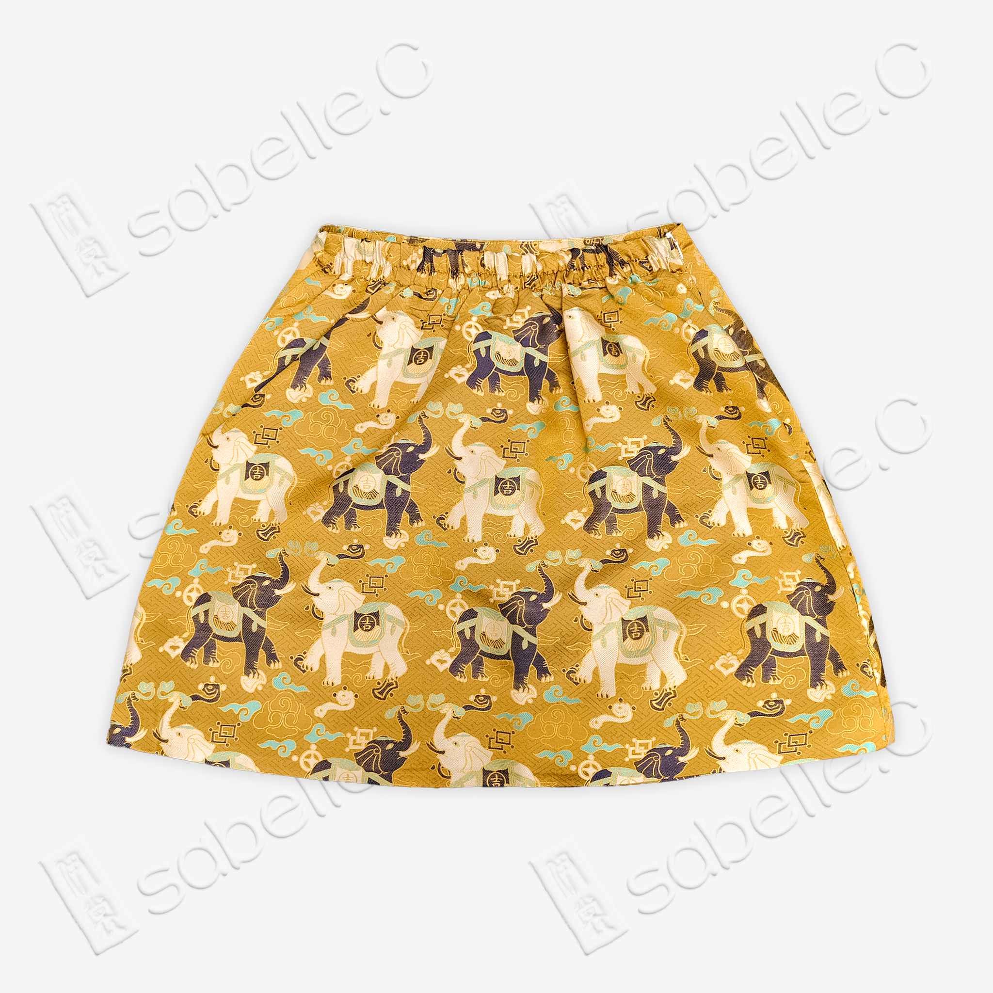 Song Brocade High-Waist Mini Skirt (Elastic Waist)