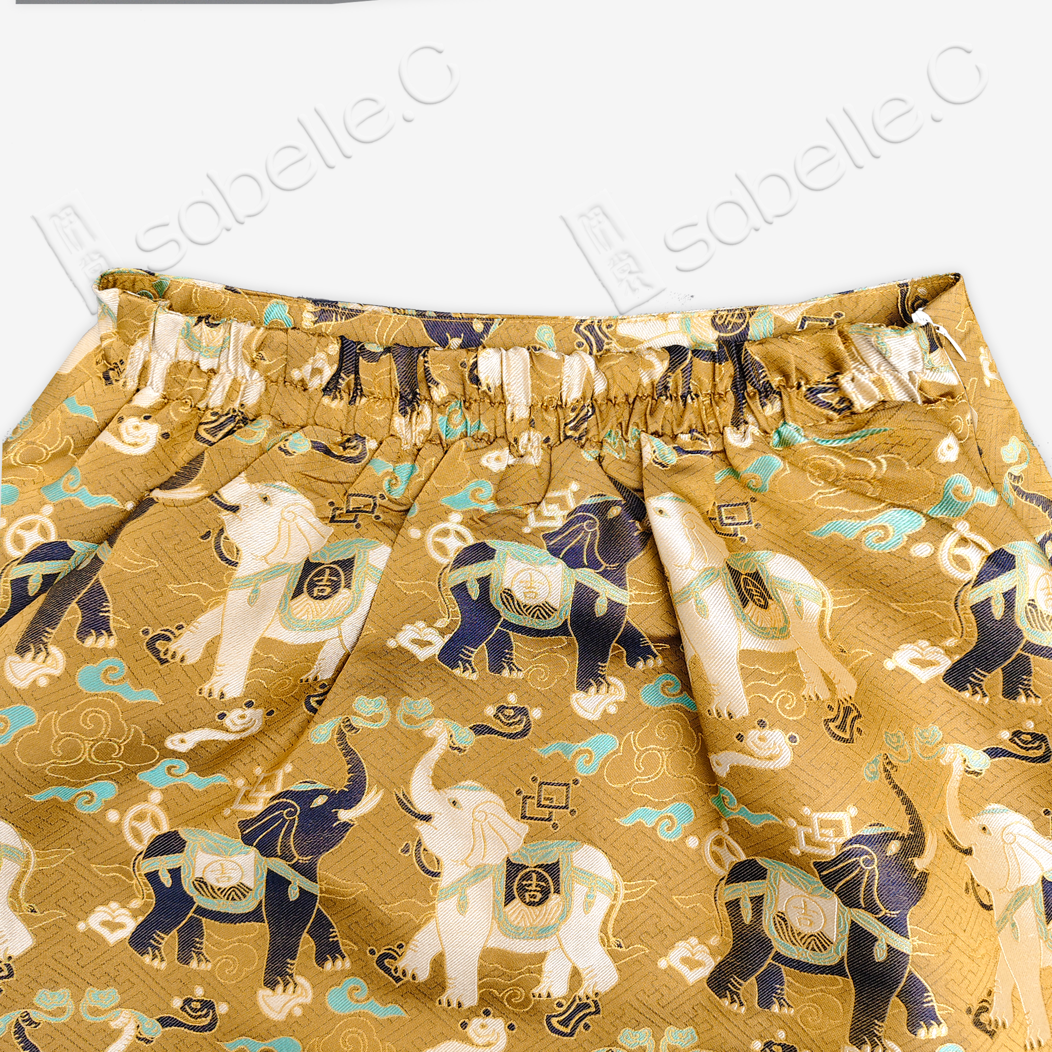 Song Brocade High-Waist Mini Skirt (Elastic Waist)