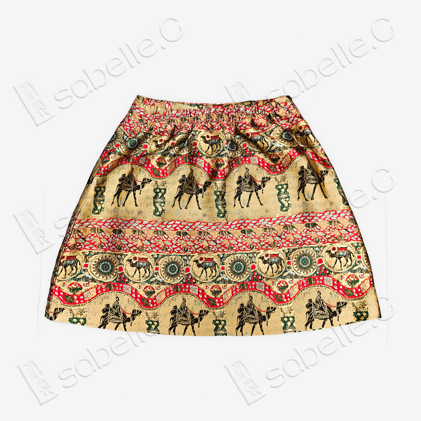 Song Brocade High-Waist Mini Skirt (Elastic Waist)