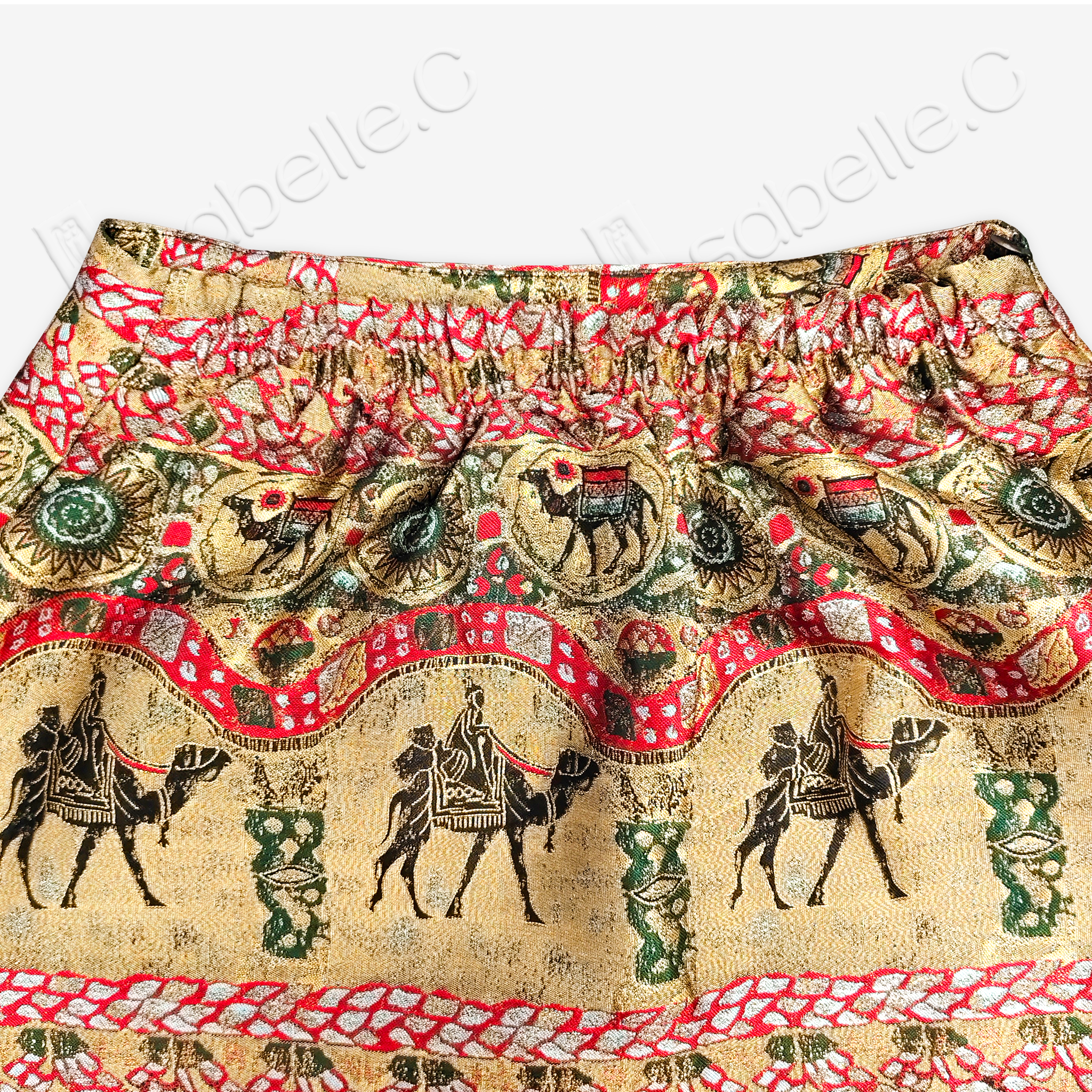 Song Brocade High-Waist Mini Skirt (Elastic Waist)