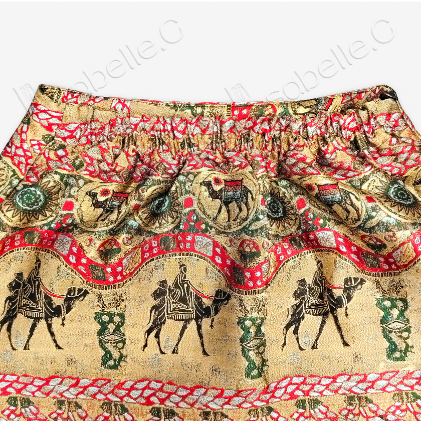 Song Brocade High-Waist Mini Skirt (Elastic Waist)