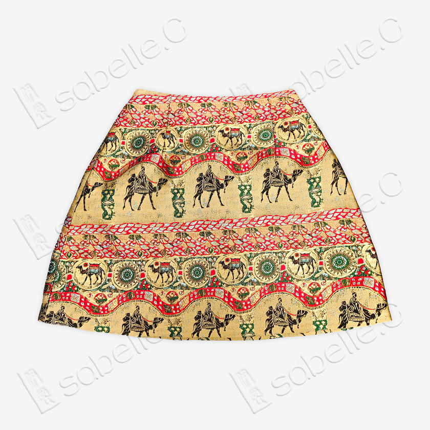 Song Brocade High-Waist Mini Skirt (Elastic Waist)