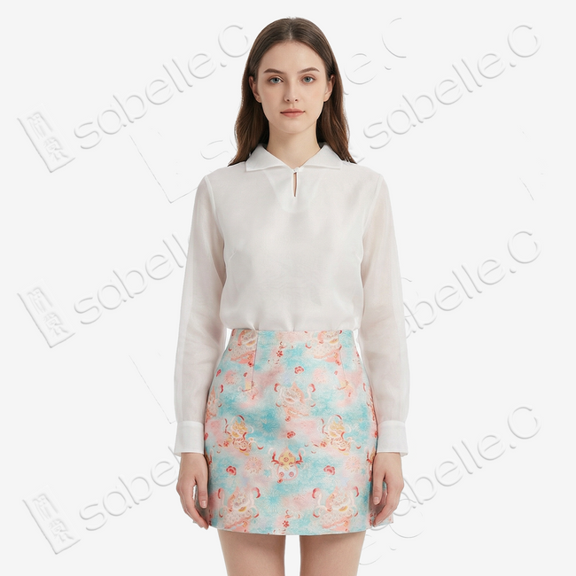 Song Brocade High-Waist Mini Skirt (Elastic Waist)