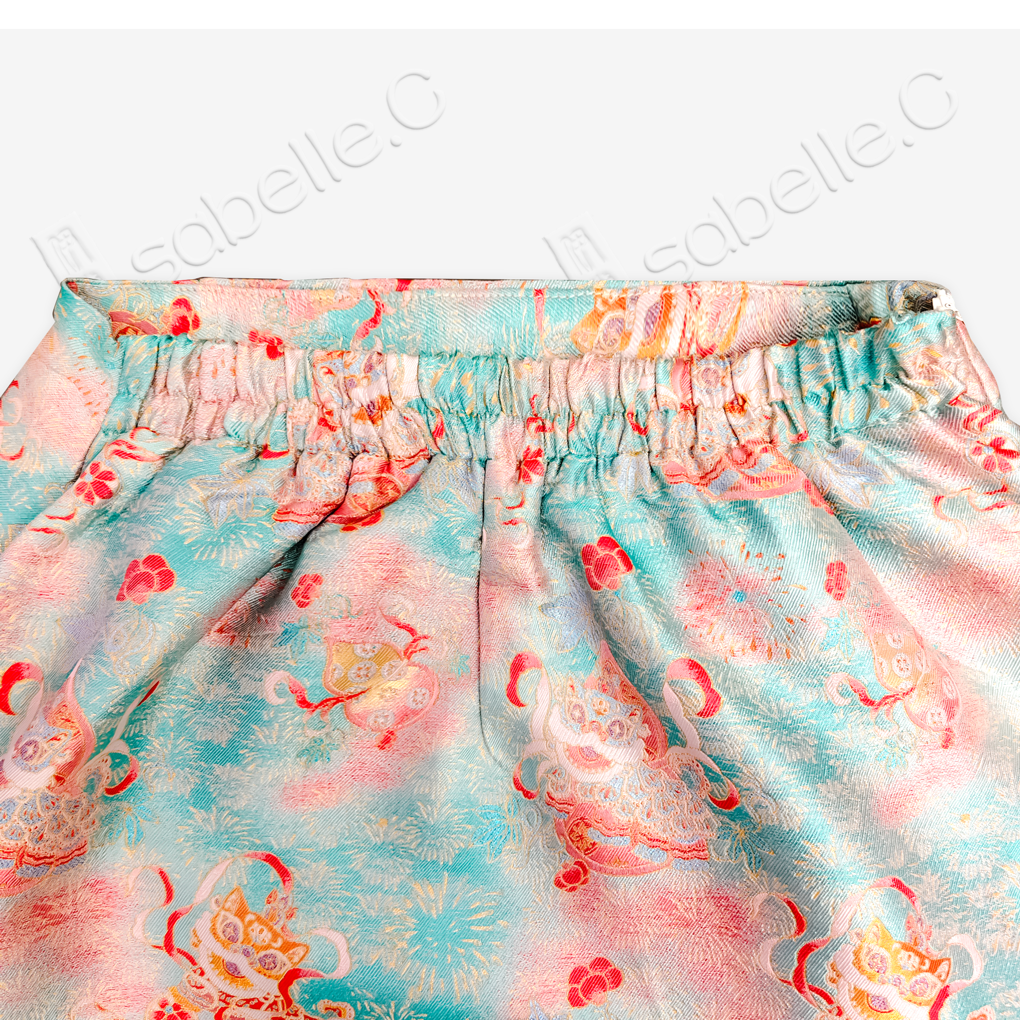 Song Brocade High-Waist Mini Skirt (Elastic Waist)