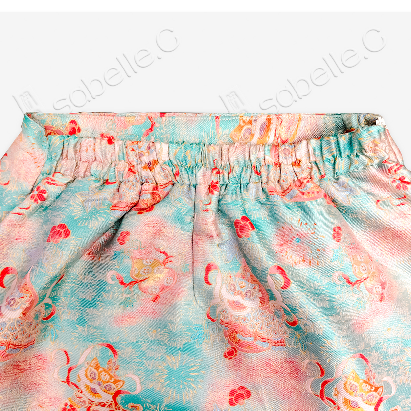 Song Brocade High-Waist Mini Skirt (Elastic Waist)