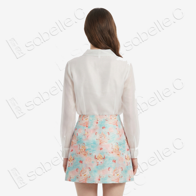 Song Brocade High-Waist Mini Skirt (Elastic Waist)