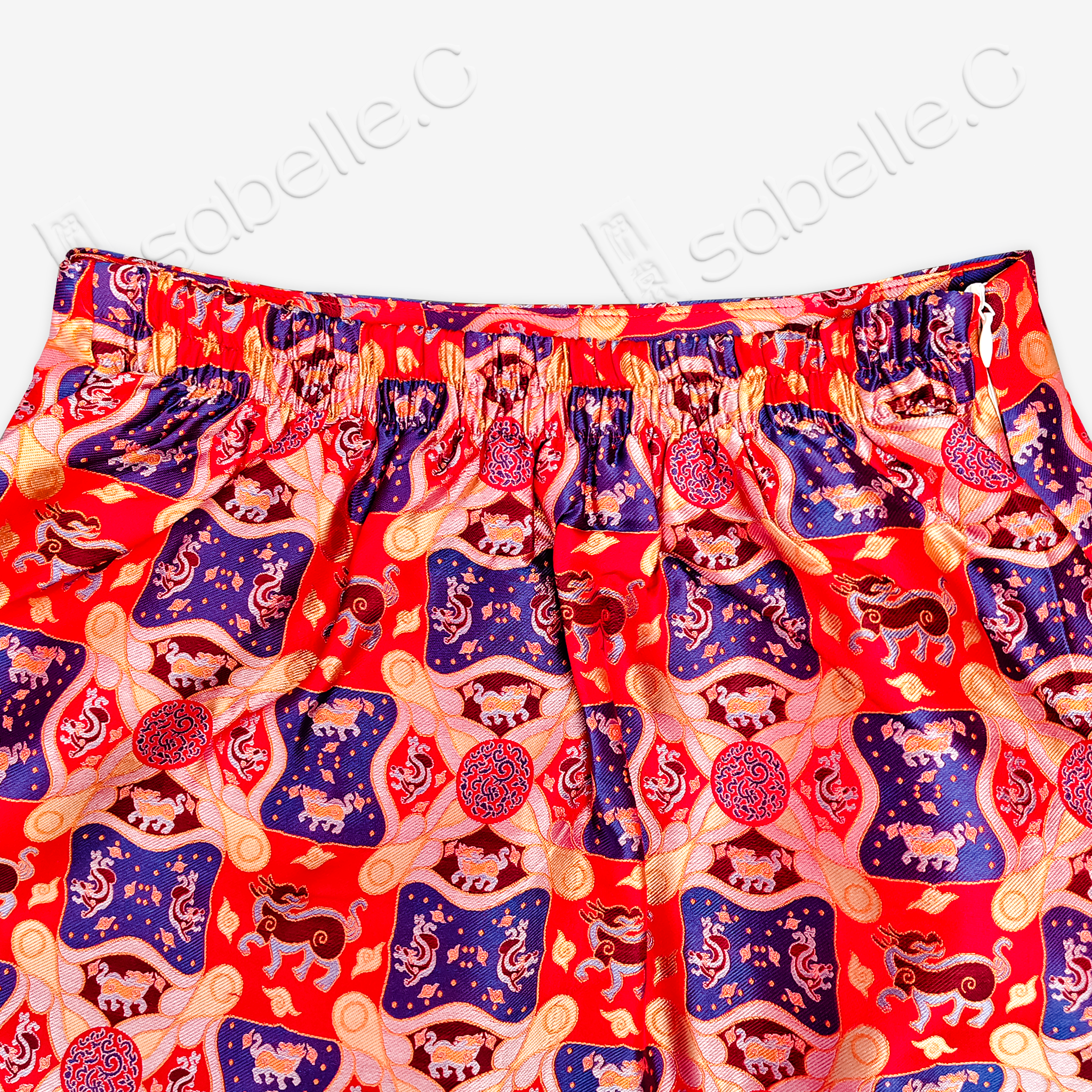 Song Brocade High-Waist Mini Skirt (Elastic Waist)