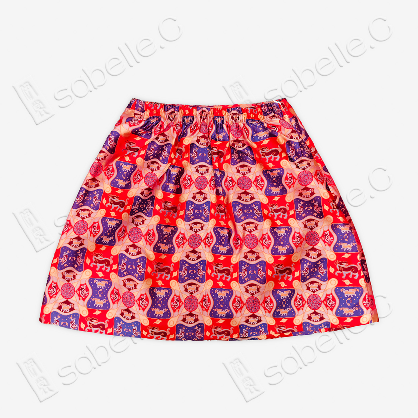 Song Brocade High-Waist Mini Skirt (Elastic Waist)