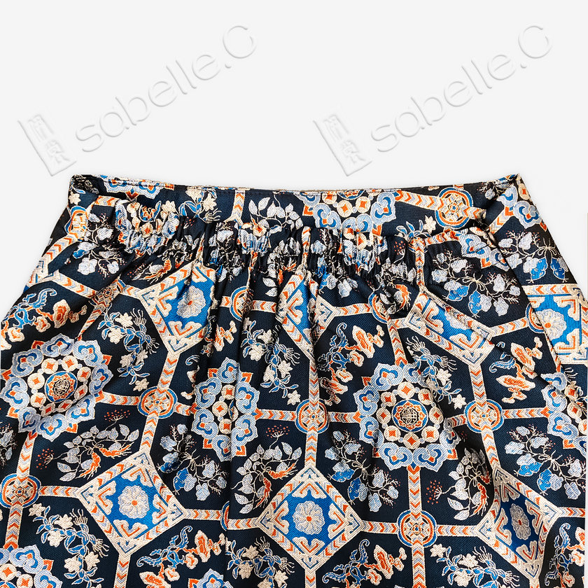 Song Brocade High-Waist Mini Skirt (Elastic Waist)
