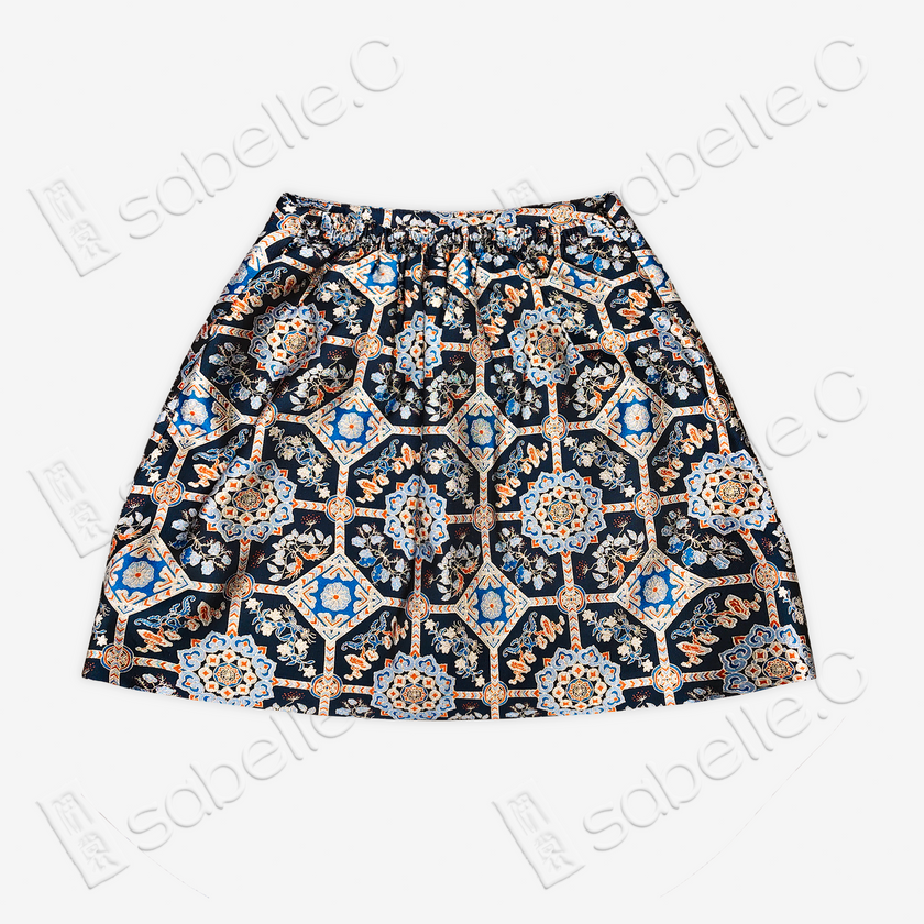 Song Brocade High-Waist Mini Skirt (Elastic Waist)