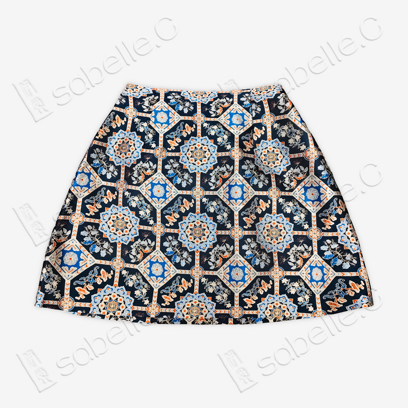 Song Brocade High-Waist Mini Skirt (Elastic Waist)