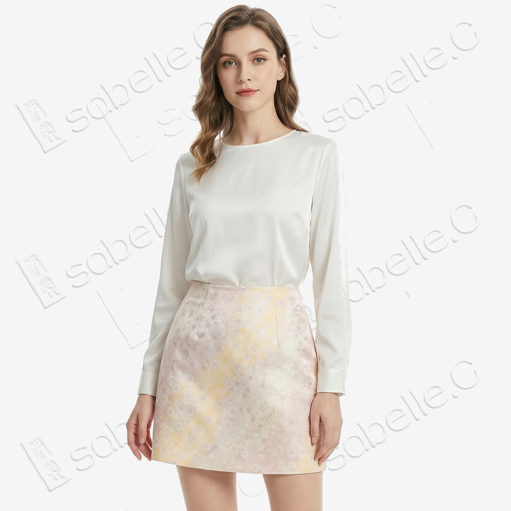 Song Brocade High-Waist Mini Skirt (Elastic Waist)