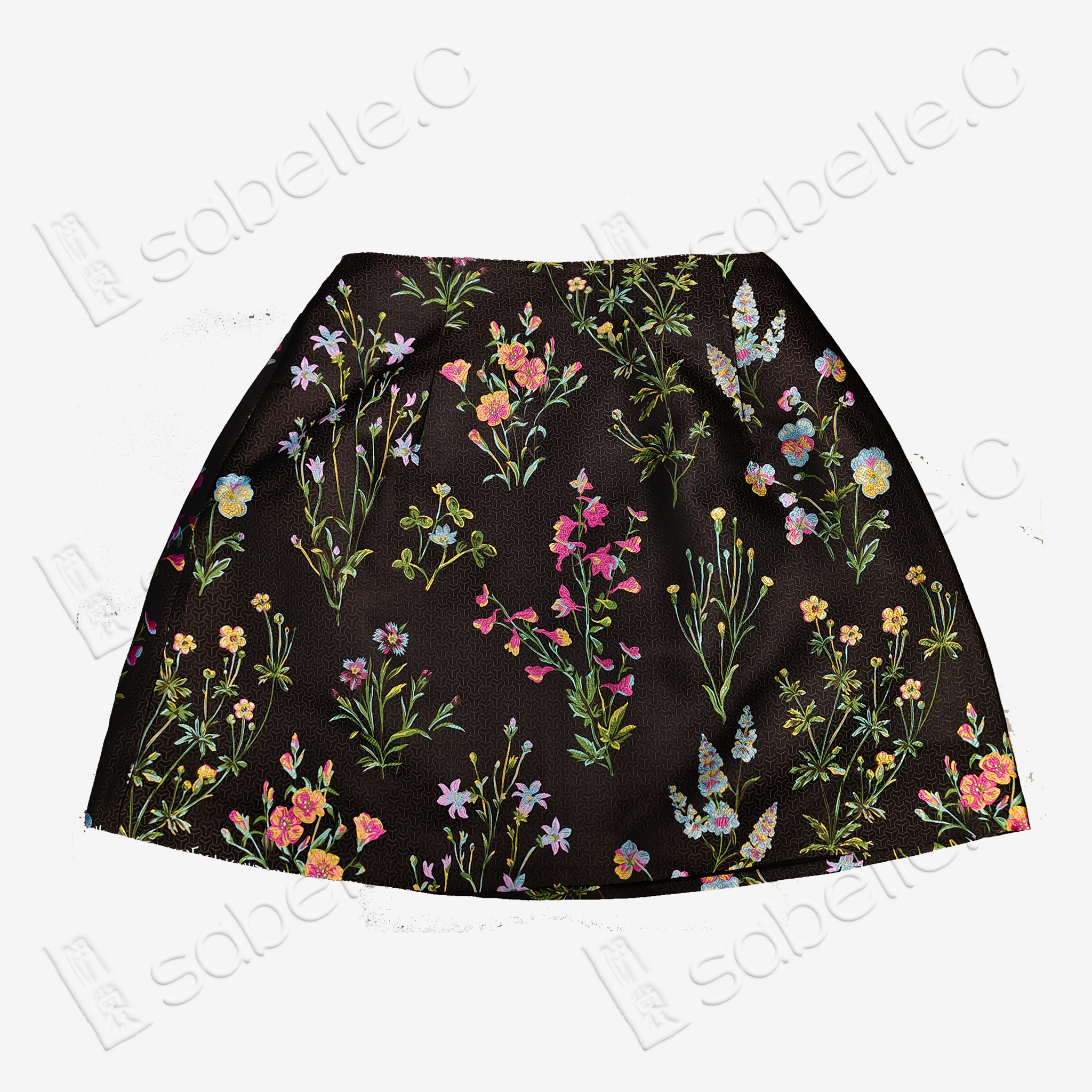 Song Brocade High-Waist Mini Skirt (Elastic Waist)