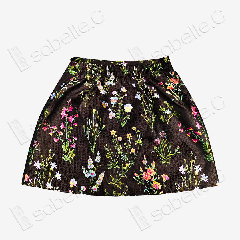 Song Brocade High-Waist Mini Skirt (Elastic Waist)