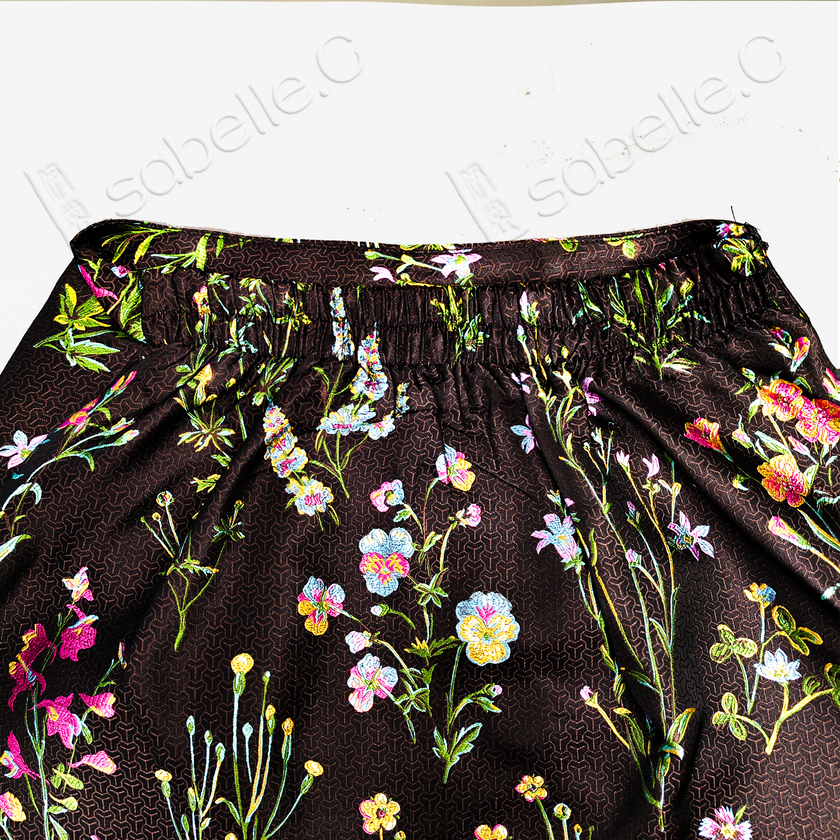 Song Brocade High-Waist Mini Skirt (Elastic Waist)