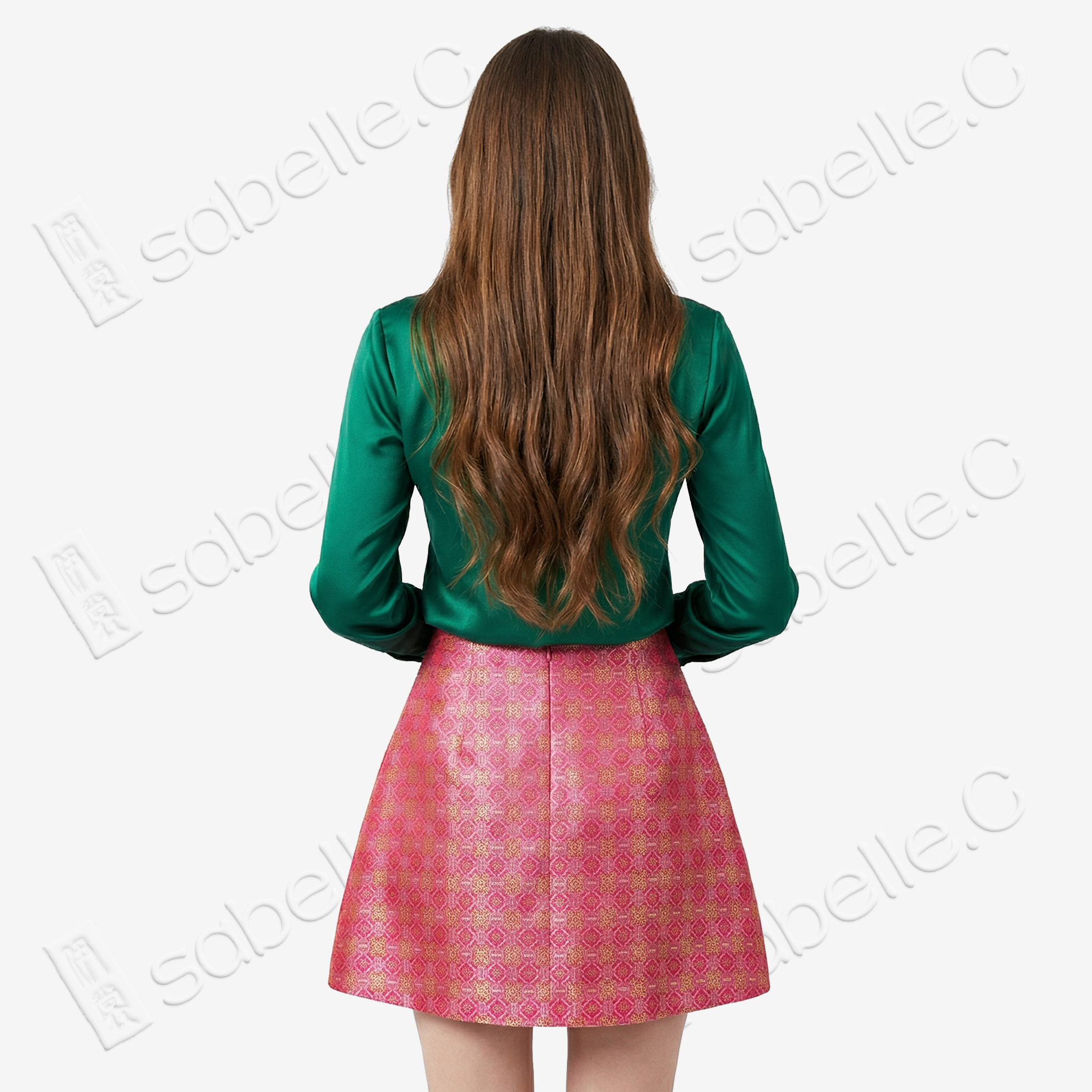 Song Brocade High-Waist Mini Skirt (Elastic Waist)