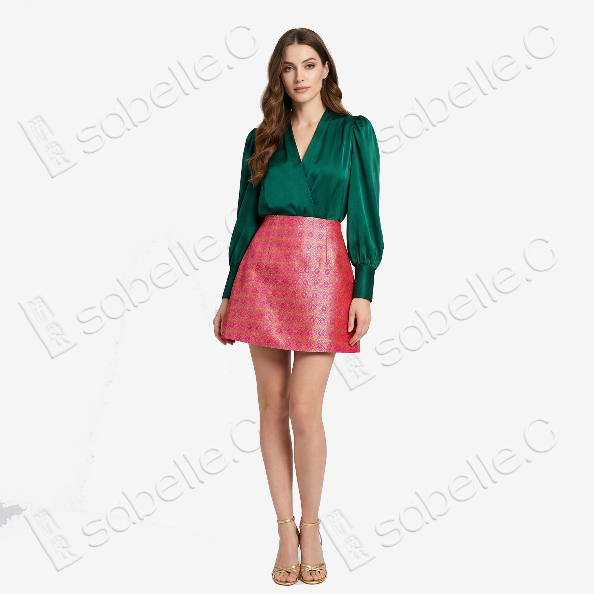 Song Brocade High-Waist Mini Skirt (Elastic Waist)