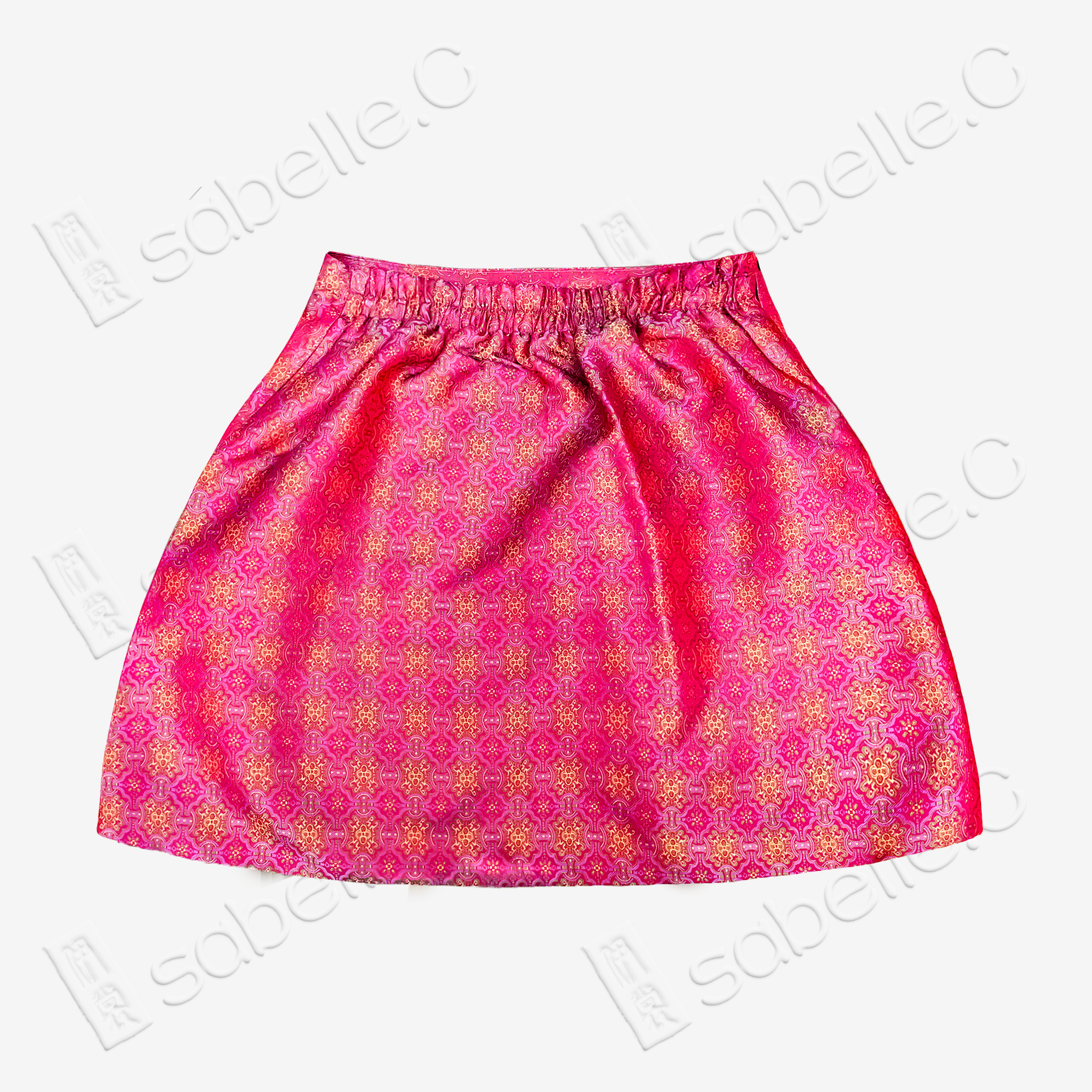Song Brocade High-Waist Mini Skirt (Elastic Waist)