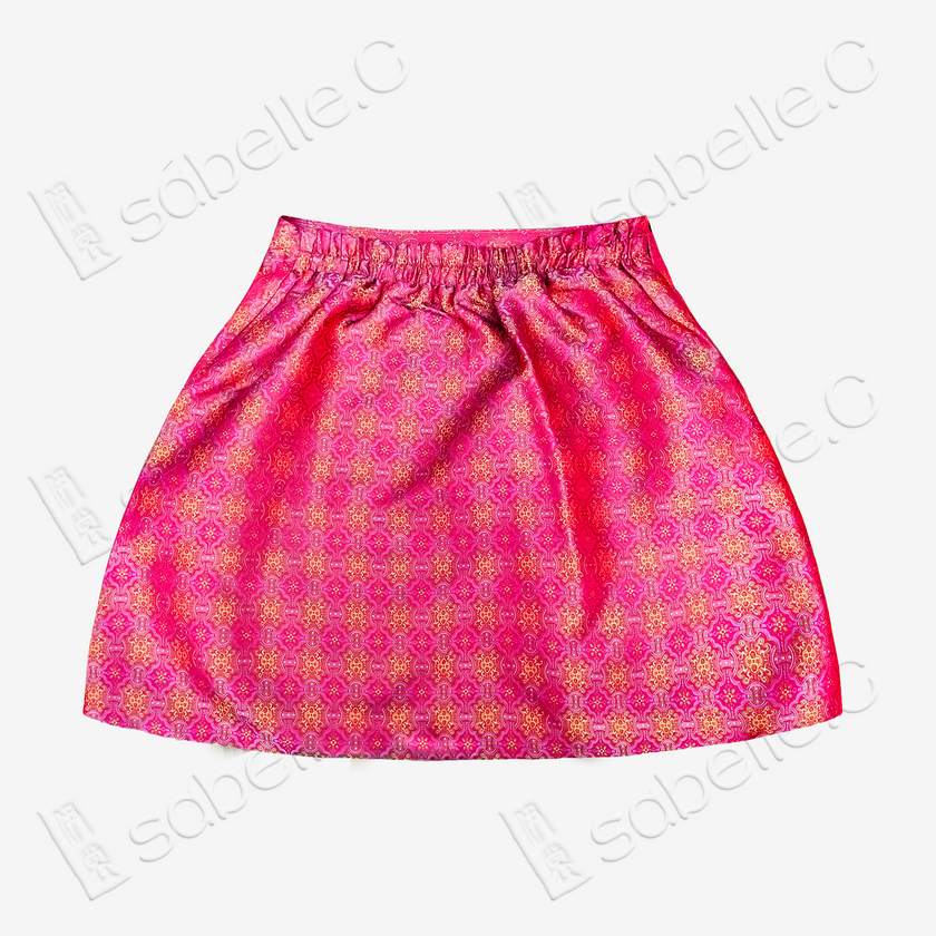 Song Brocade High-Waist Mini Skirt (Elastic Waist)