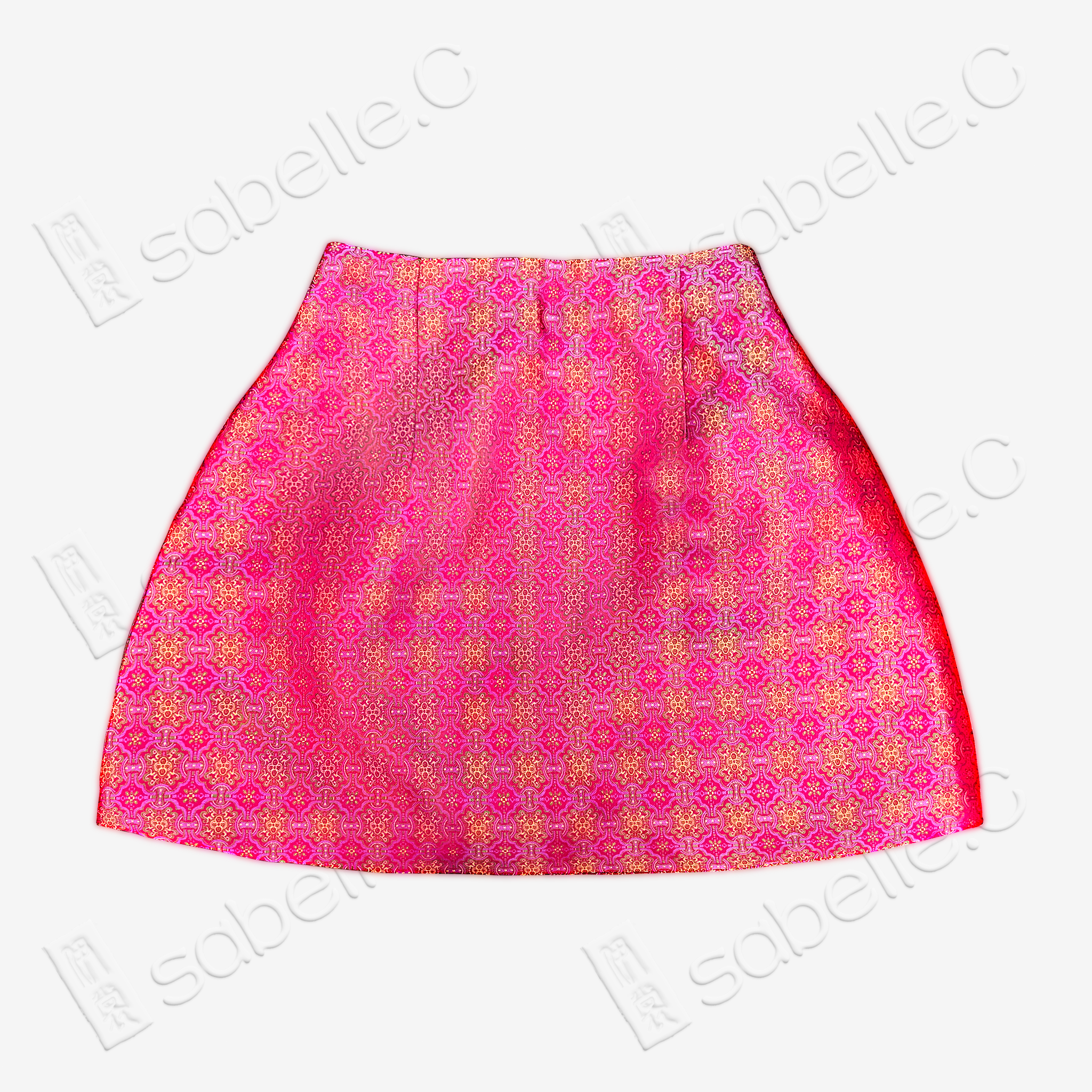 Song Brocade High-Waist Mini Skirt (Elastic Waist)