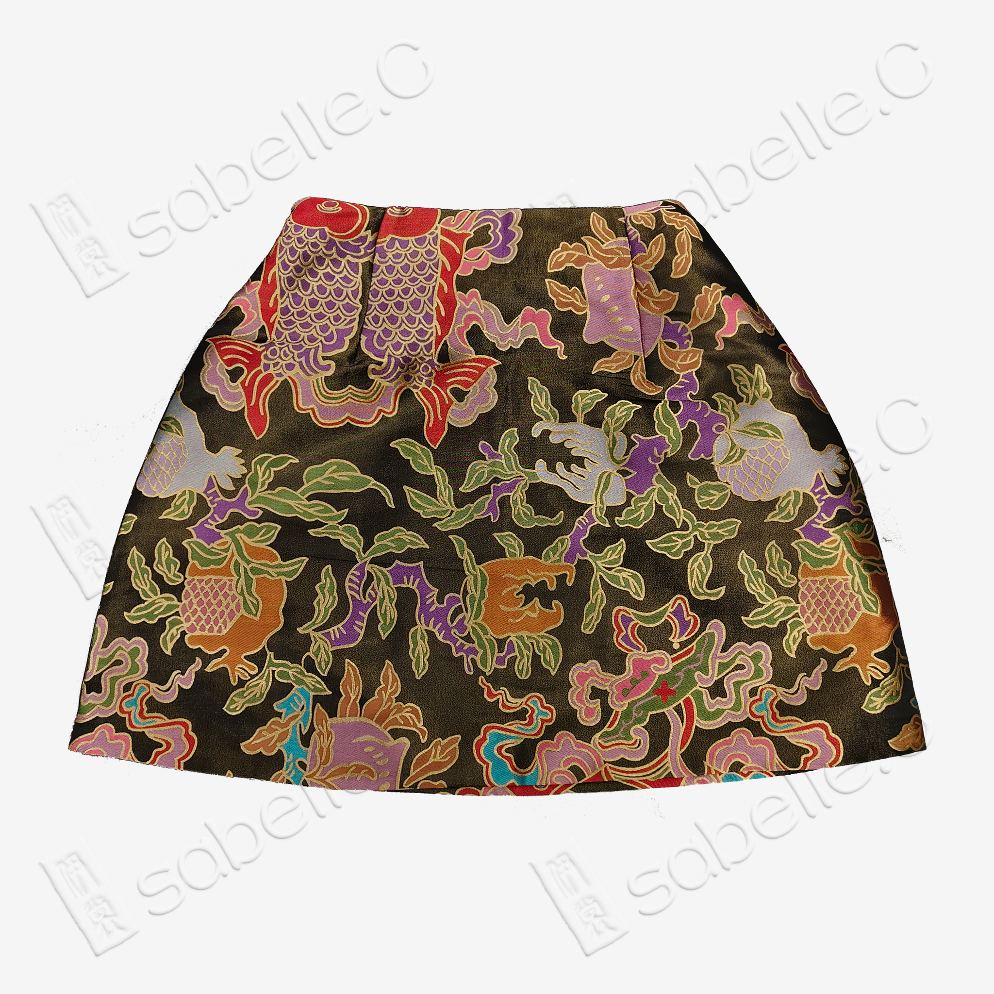 Song Brocade High-Waist Mini Skirt (Elastic Waist)