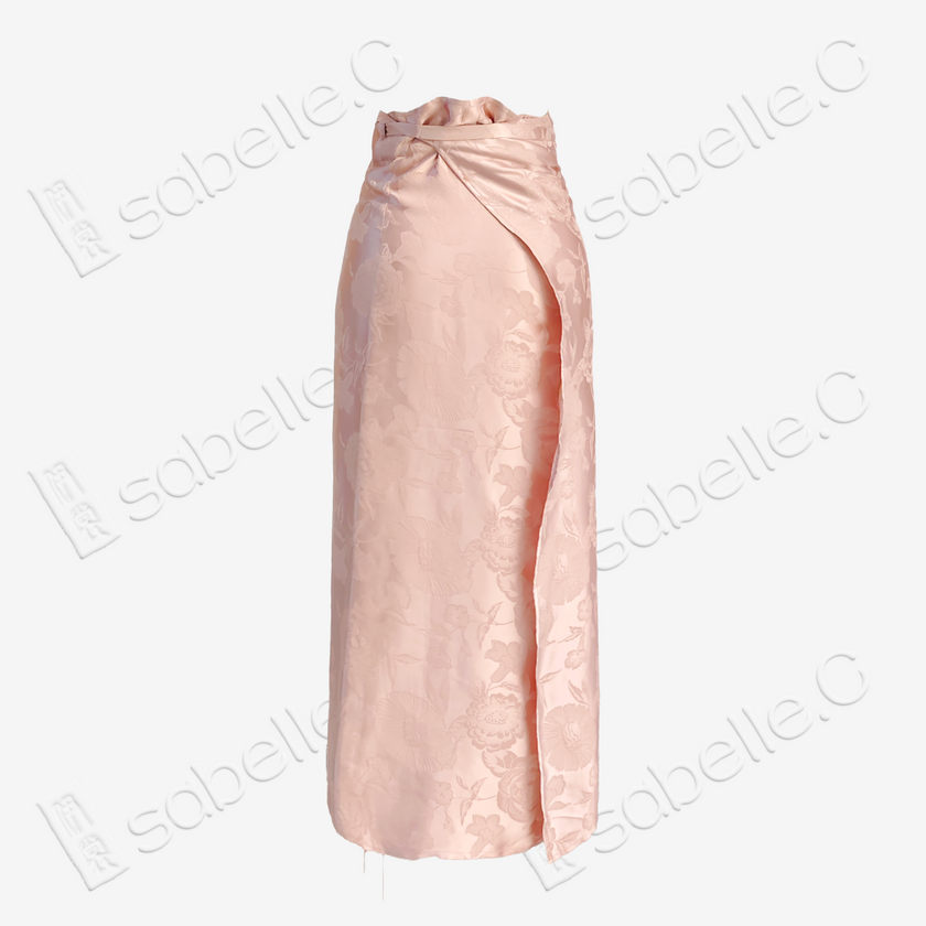 Silk Satin High-Waist Skirt (Elastic Waist)