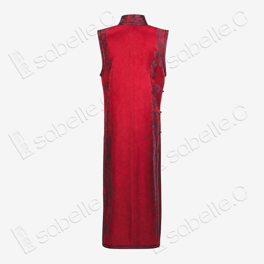 Crimson Phoenix Vintage Silk Satin Qipao - 古董真絲老緞旗袍