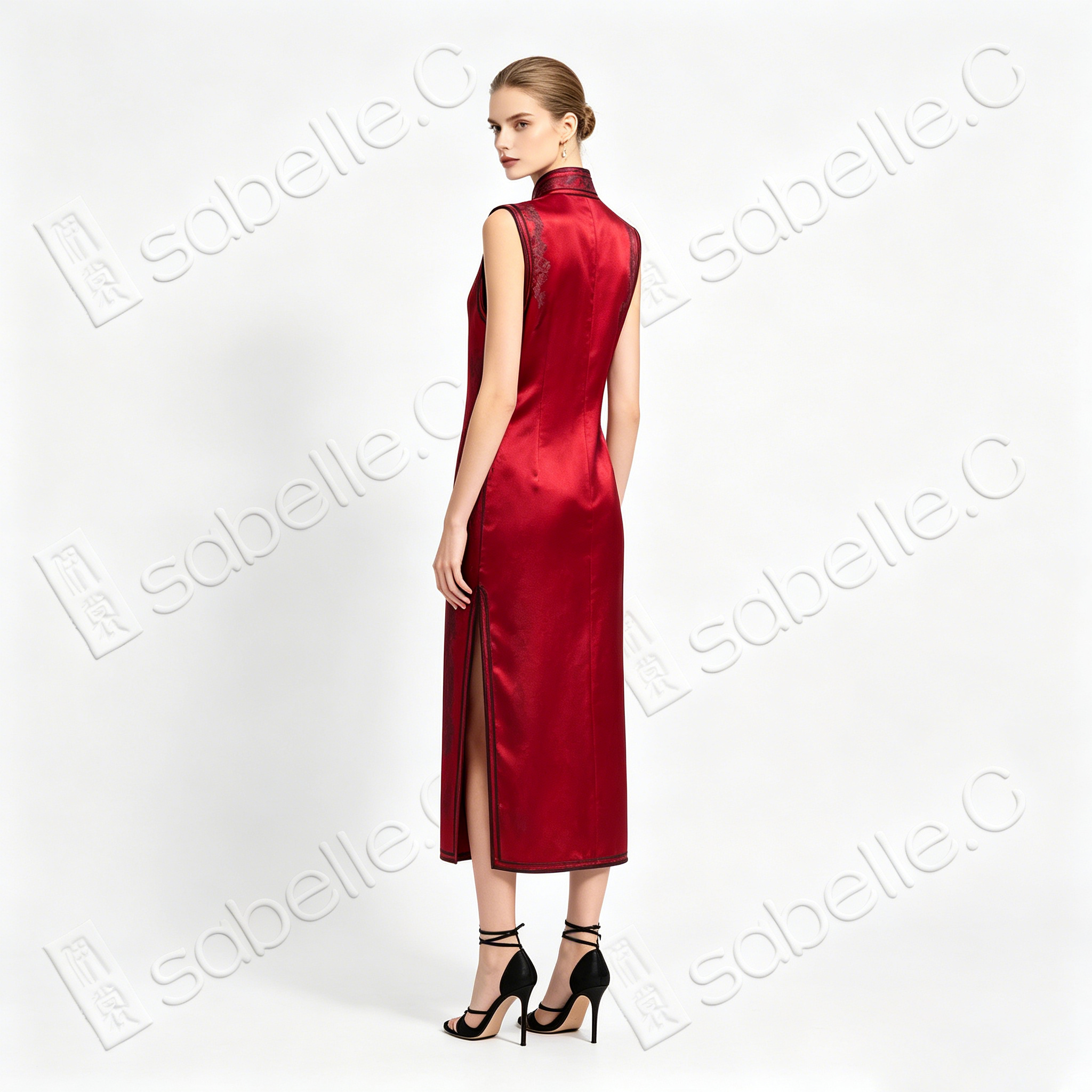 Crimson Phoenix Vintage Silk Satin Qipao - 古董真絲老緞旗袍