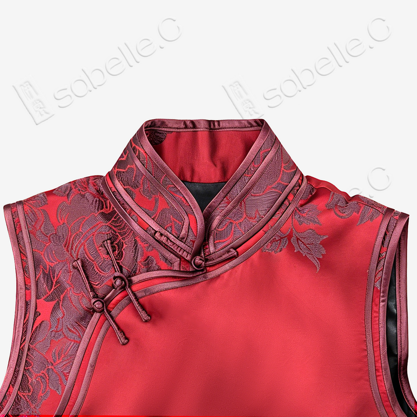 Crimson Phoenix Vintage Silk Satin Qipao - 古董真絲老緞旗袍