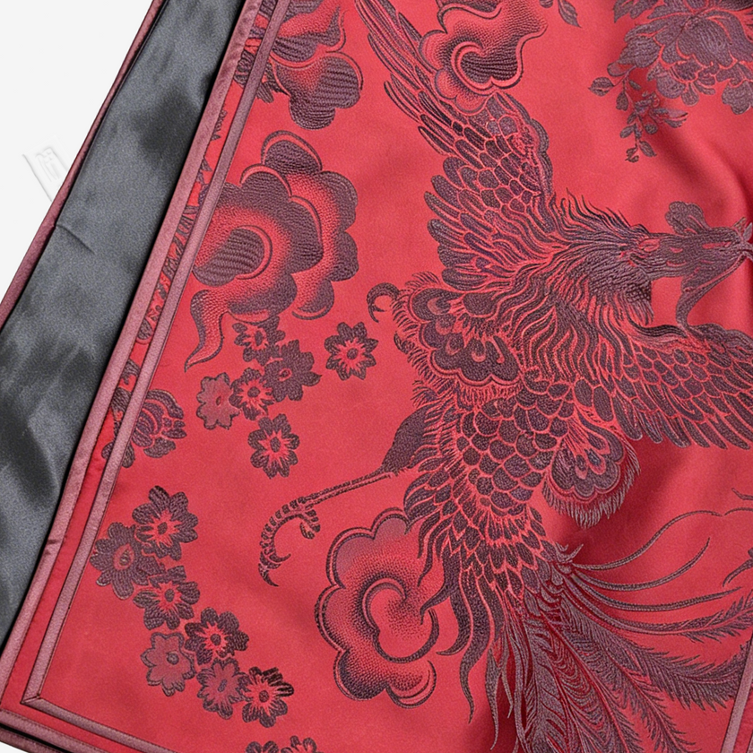 Crimson Phoenix Vintage Silk Satin Qipao - 古董真絲老緞旗袍