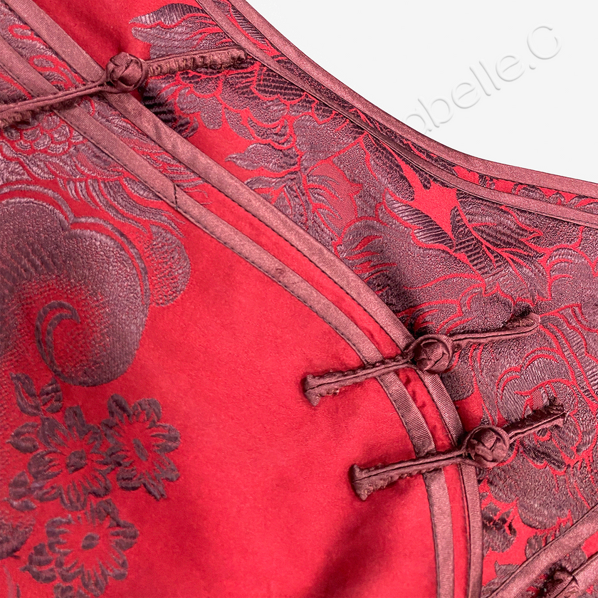 Crimson Phoenix Vintage Silk Satin Qipao - 古董真絲老緞旗袍