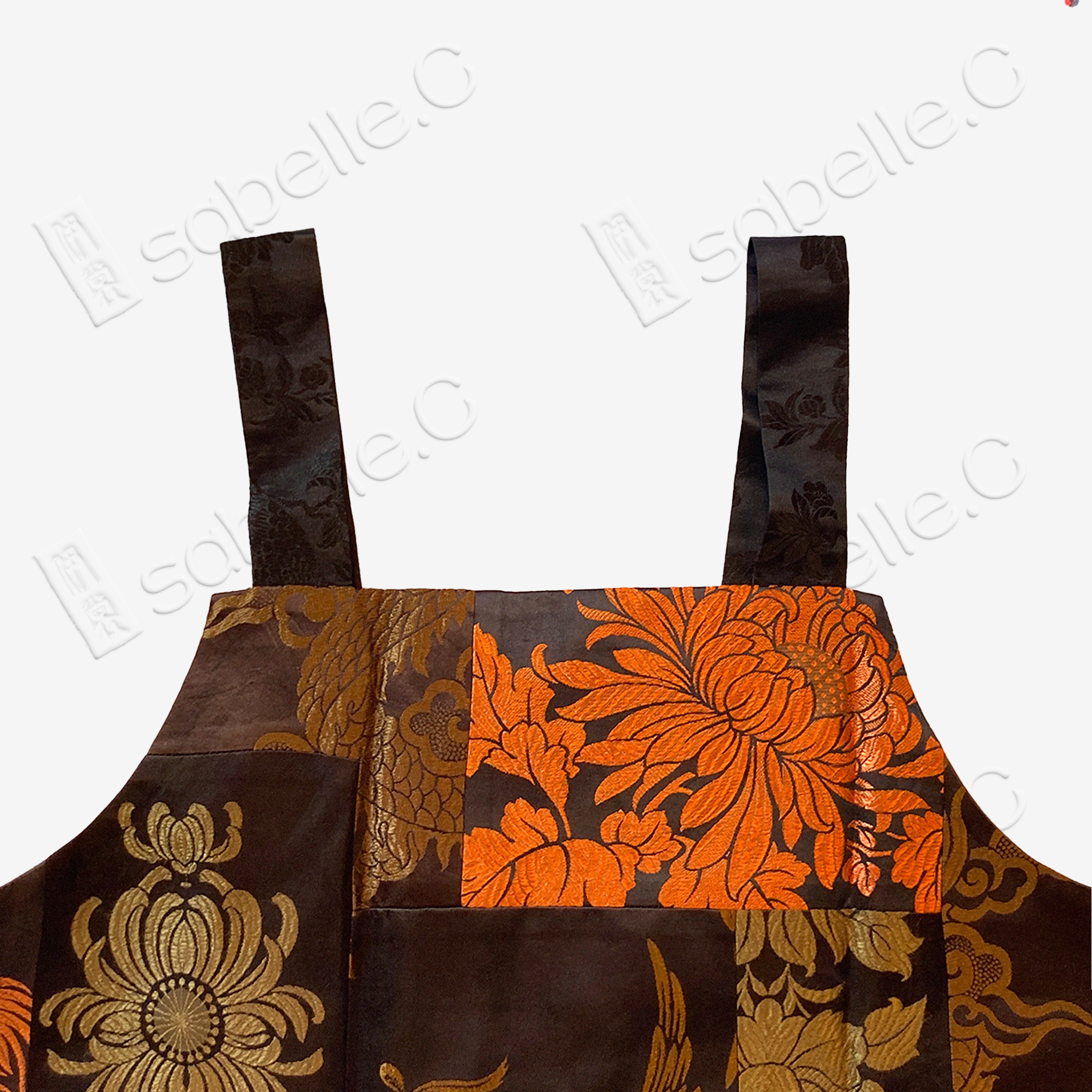 Golden Dragon & Phoenix Patchwork Vintage Silk Dress - 鎏金龙凤古董真絲面料拼接吊帶裙