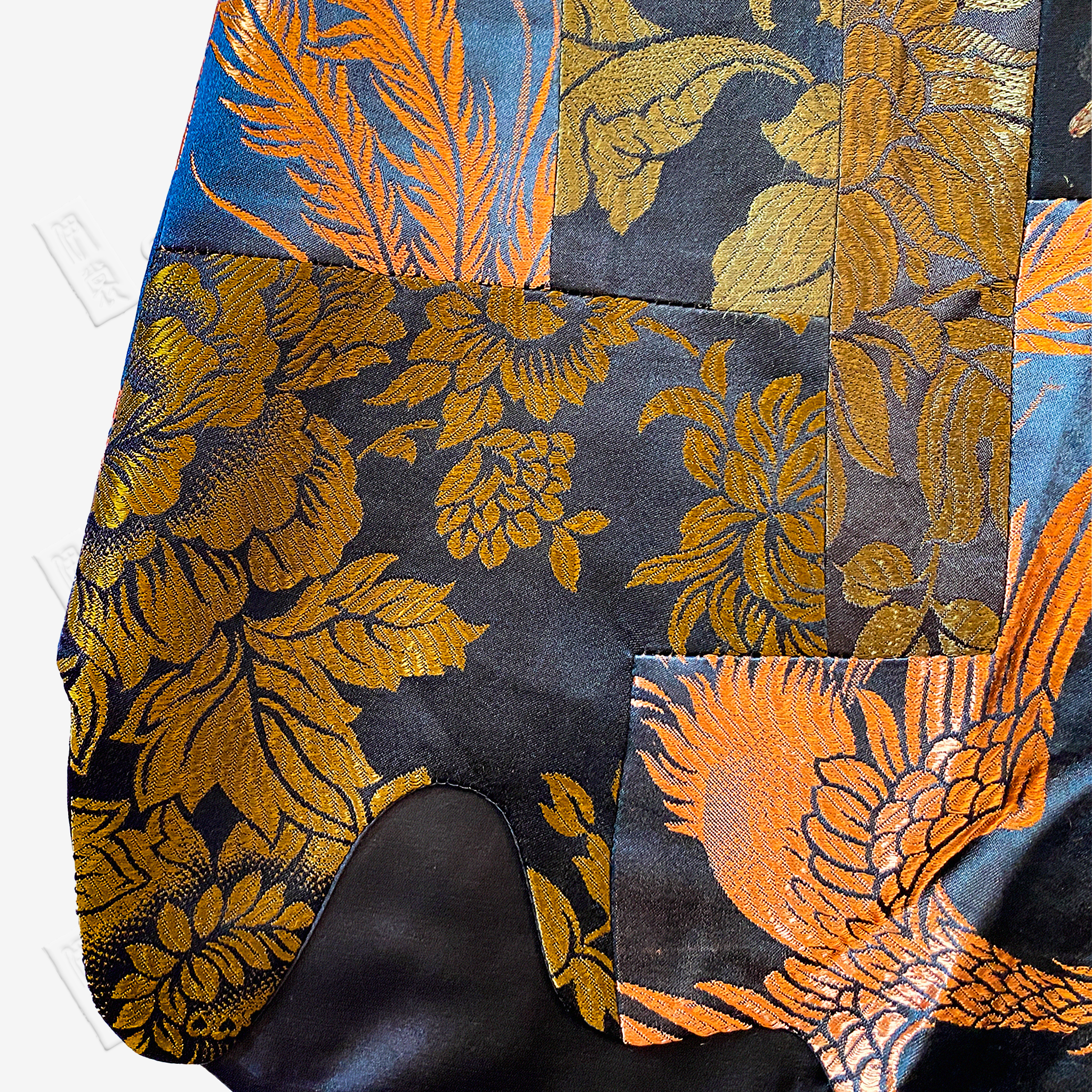 Golden Dragon & Phoenix Patchwork Vintage Silk Dress - 鎏金龙凤古董真絲面料拼接吊帶裙