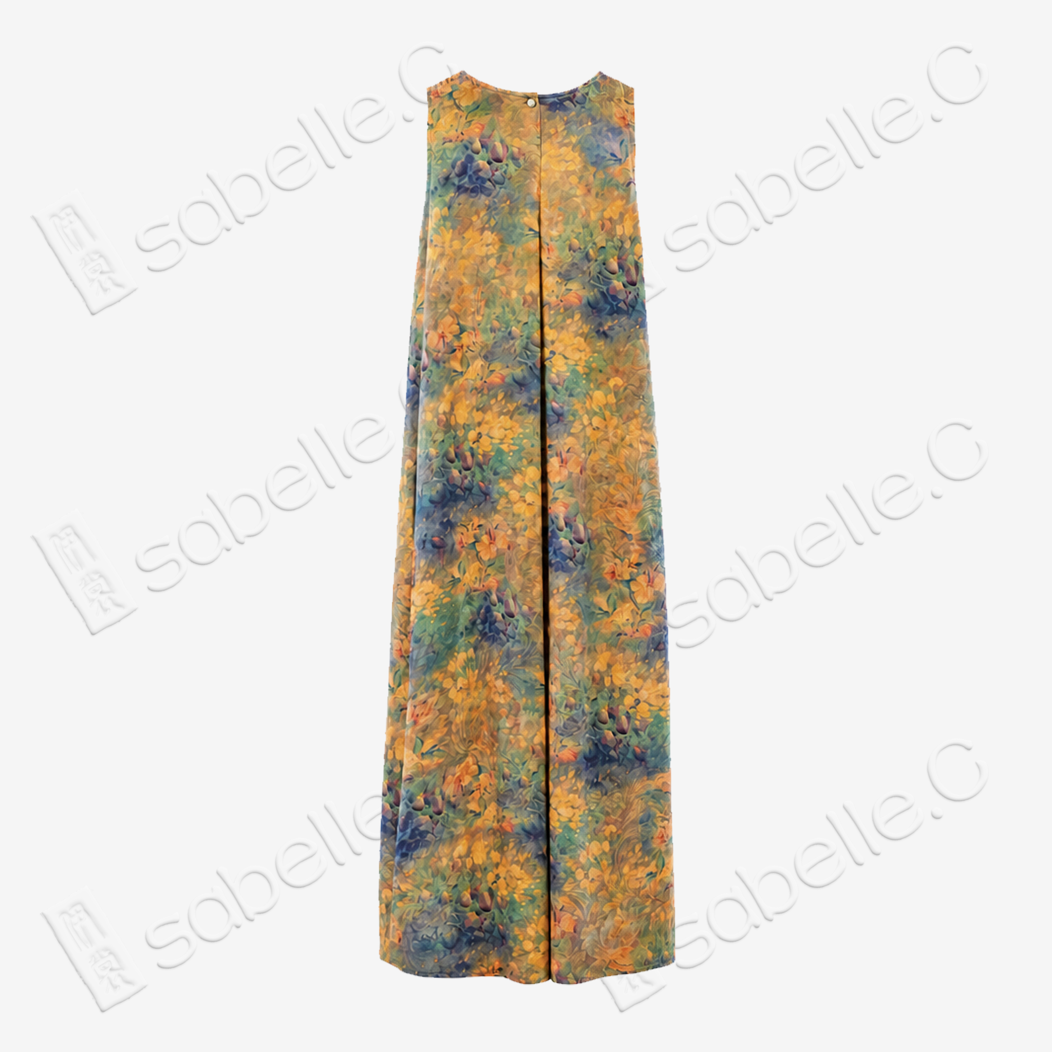 Monet Floral Brook Halter Gambiered Silk Dress - 莫奈花澗掛脖香雲紗長裙