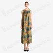 Monet Floral Brook Halter Gambiered Silk Dress - 莫奈花澗掛脖香雲紗長裙