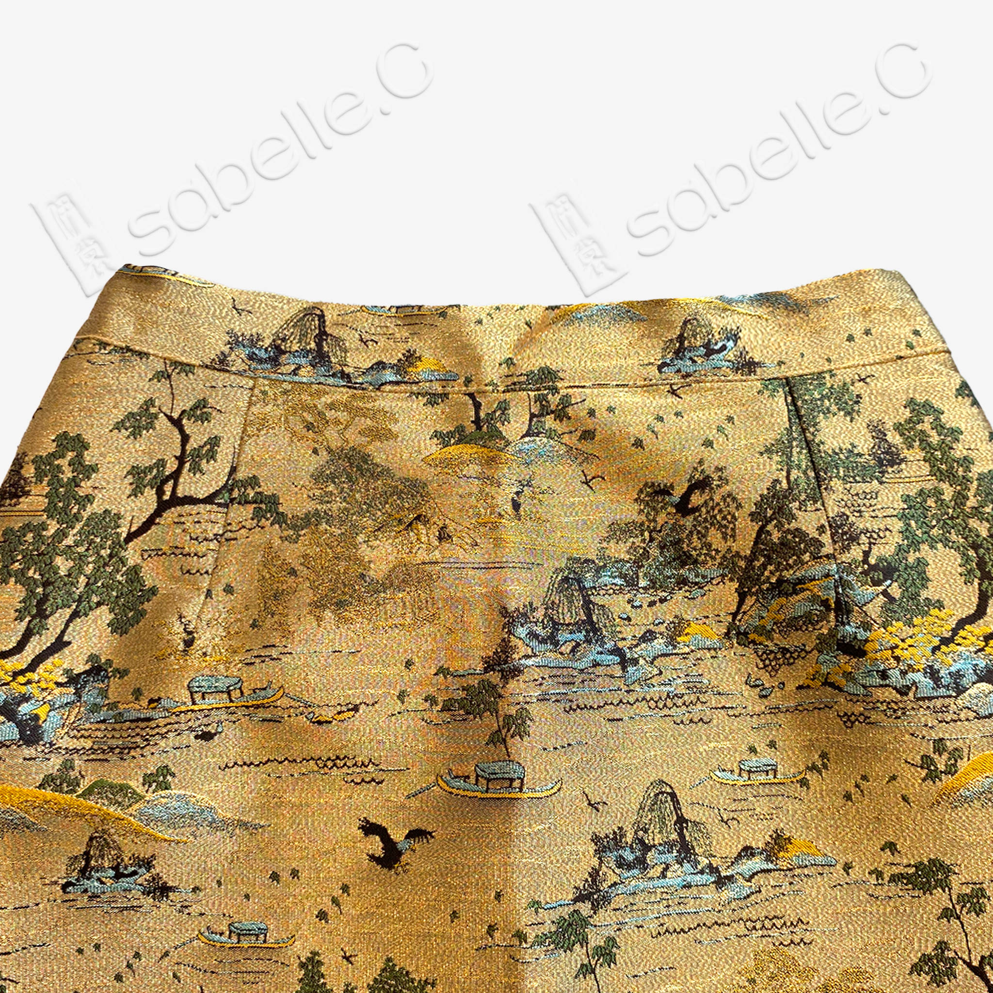 Song Brocade High-Waist Skirt (Elastic Waist)-宋錦半身長裙