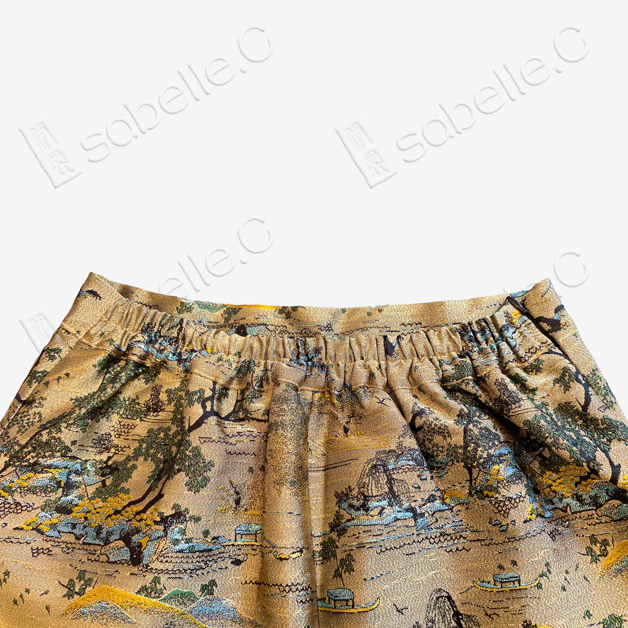 Song Brocade High-Waist Skirt (Elastic Waist)-宋錦半身長裙