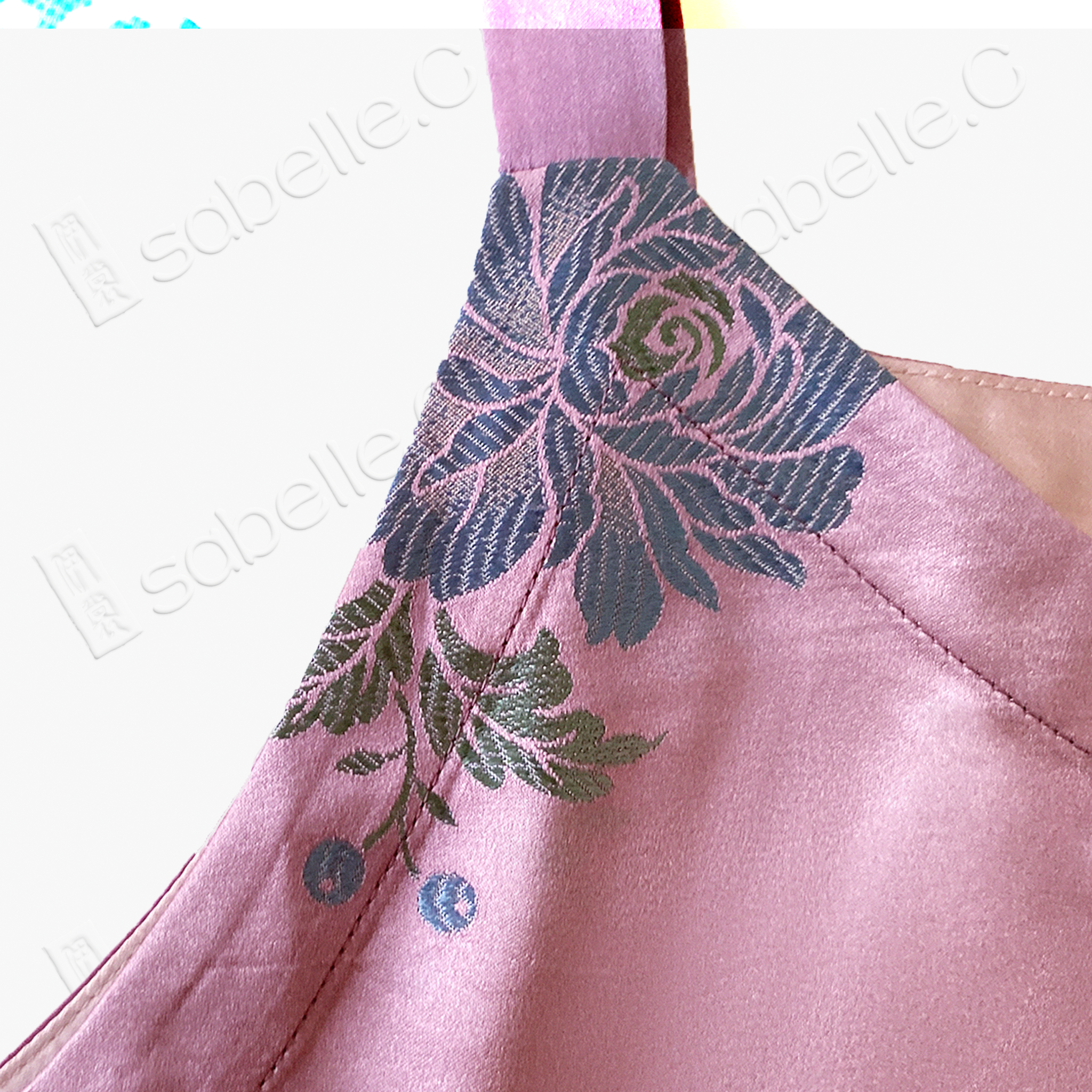 Peach Mist Phoenix Brocade Antique Silk Slip Dress - 「桃霧鳳綺」古董真絲吊帶裙