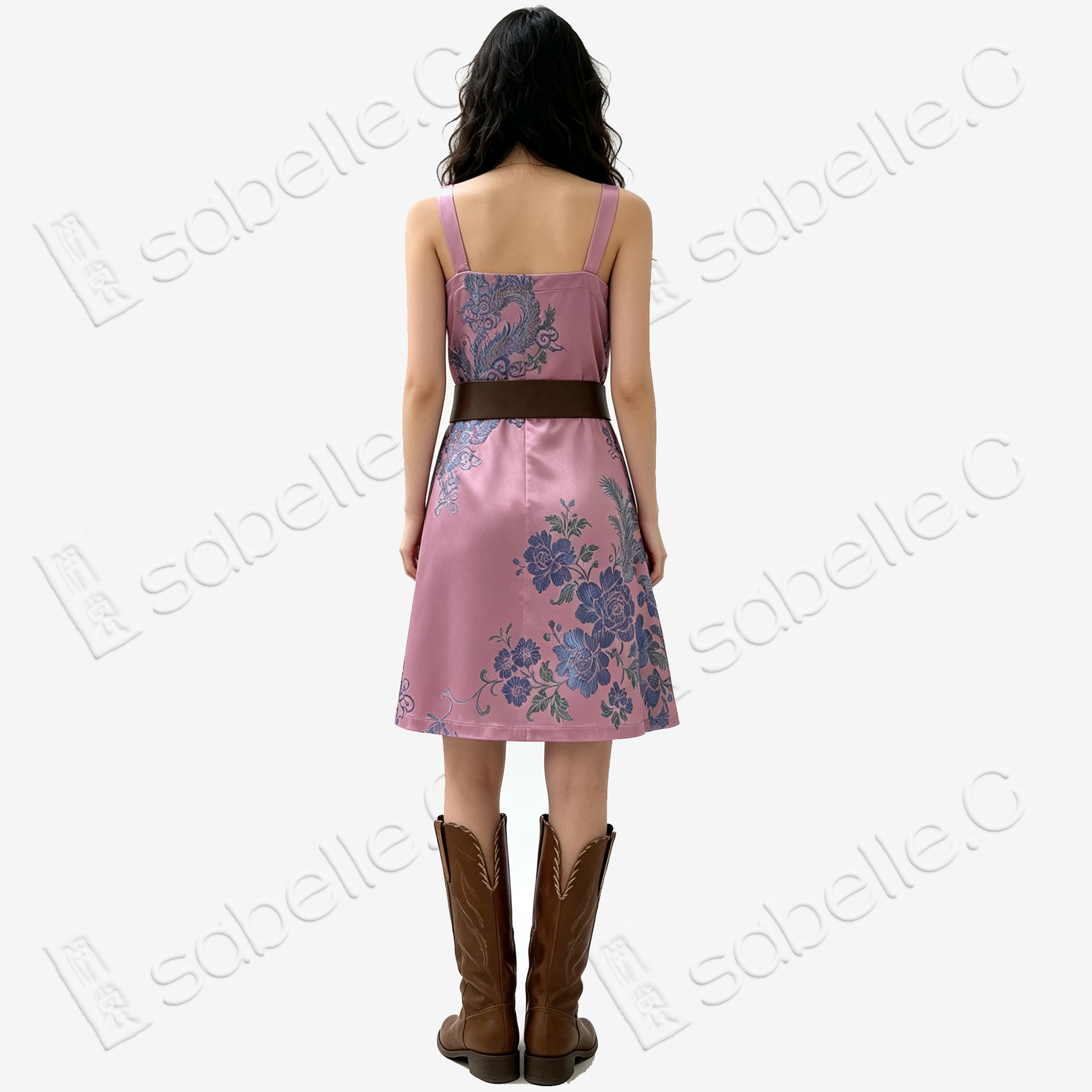 Peach Mist Phoenix Brocade Antique Silk Slip Dress - 「桃霧鳳綺」古董真絲吊帶裙