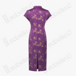 Dusty Purple Bamboo Shadow Gambiered Canton Silk Qipao - 「霧紫竹影」香雲紗立領旗袍
