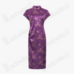 Dusty Purple Bamboo Shadow Gambiered Canton Silk Qipao - 「霧紫竹影」香雲紗立領旗袍