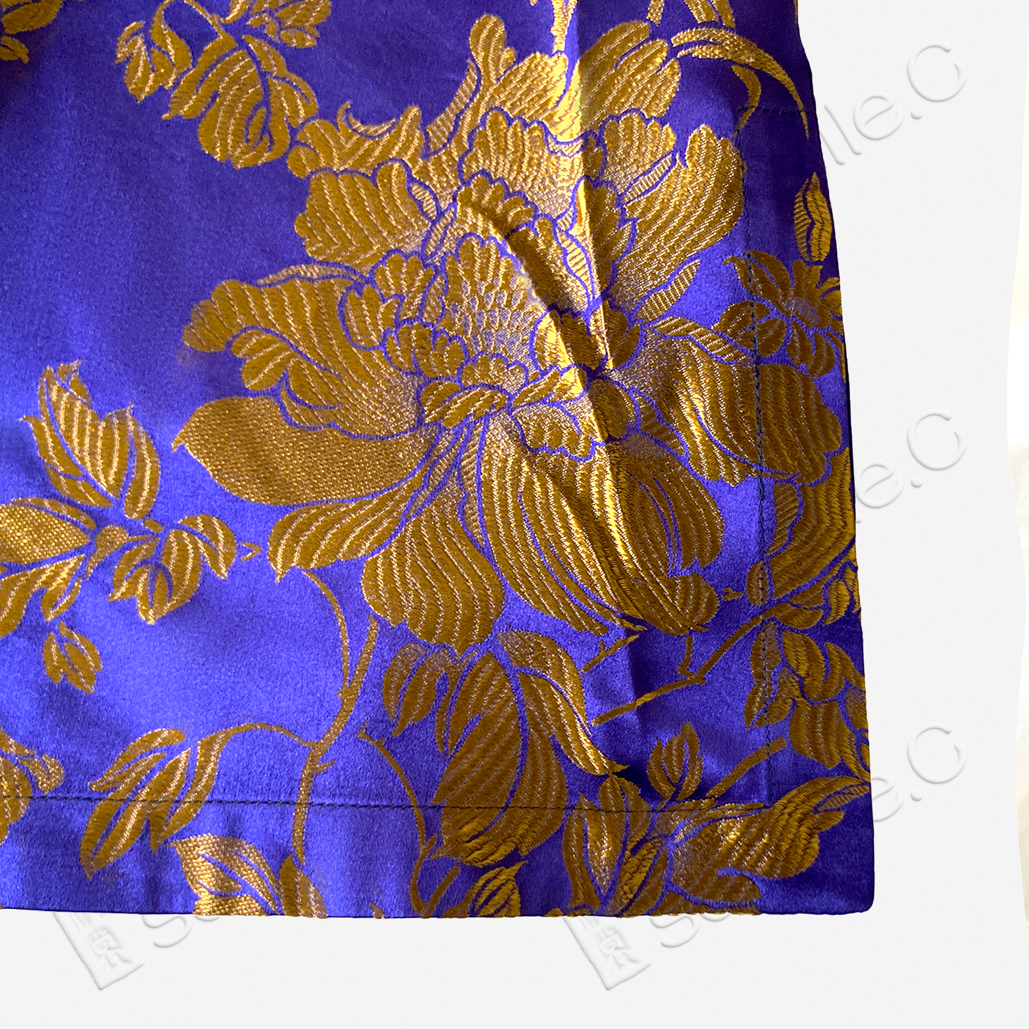 Sapphire Firmament Gilded Splendor Antique Silk Slip Dress - 「藍宸鎏華」古董真絲吊帶裙