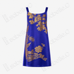 Sapphire Firmament Gilded Splendor Antique Silk Slip Dress - 「藍宸鎏華」古董真絲吊帶裙