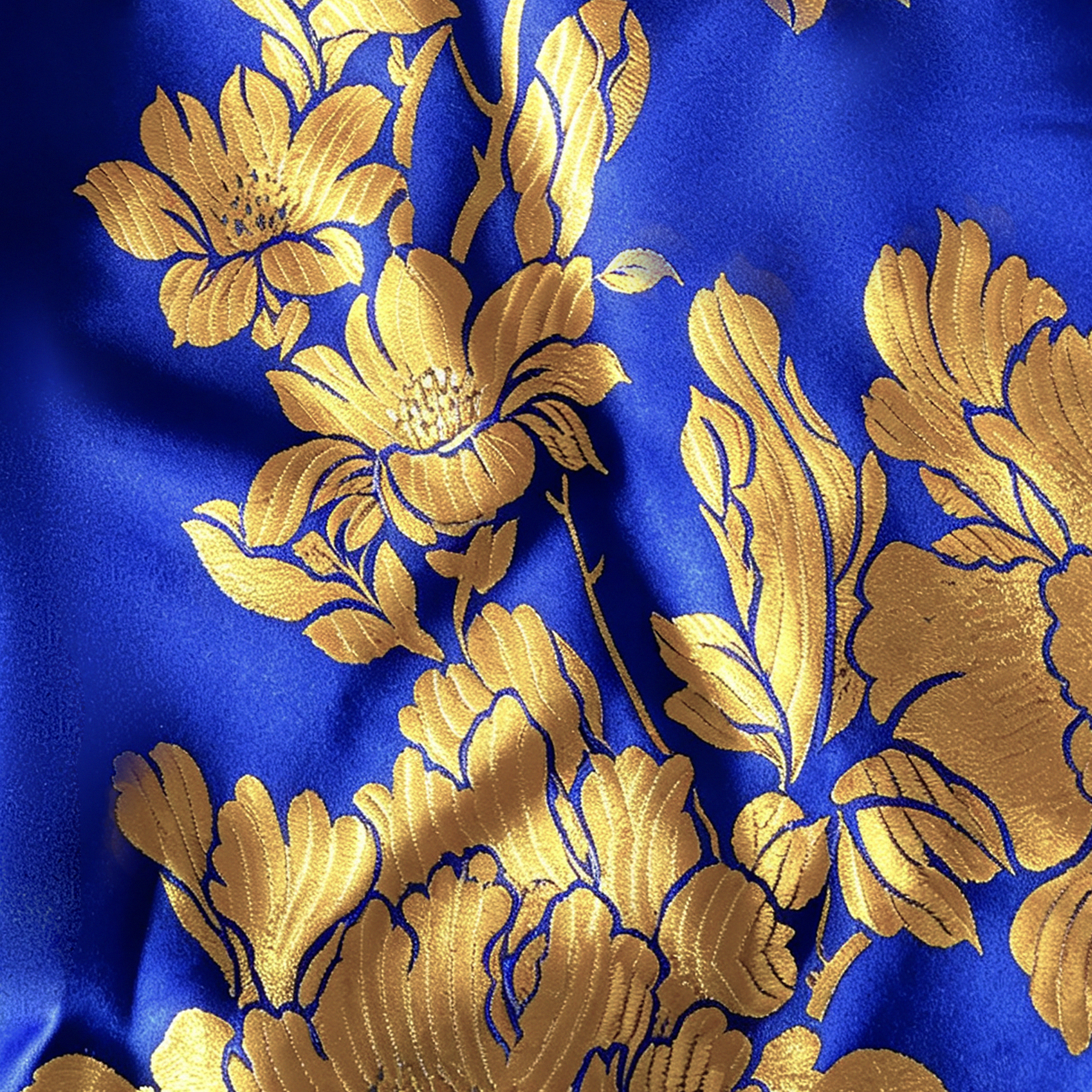 Sapphire Firmament Gilded Splendor Antique Silk Slip Dress - 「藍宸鎏華」古董真絲吊帶裙
