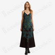 Dark Brown Azure Dragon Antique Silk Long Slip Dress - 「玄棕蒼龍」古董真絲吊帶長裙